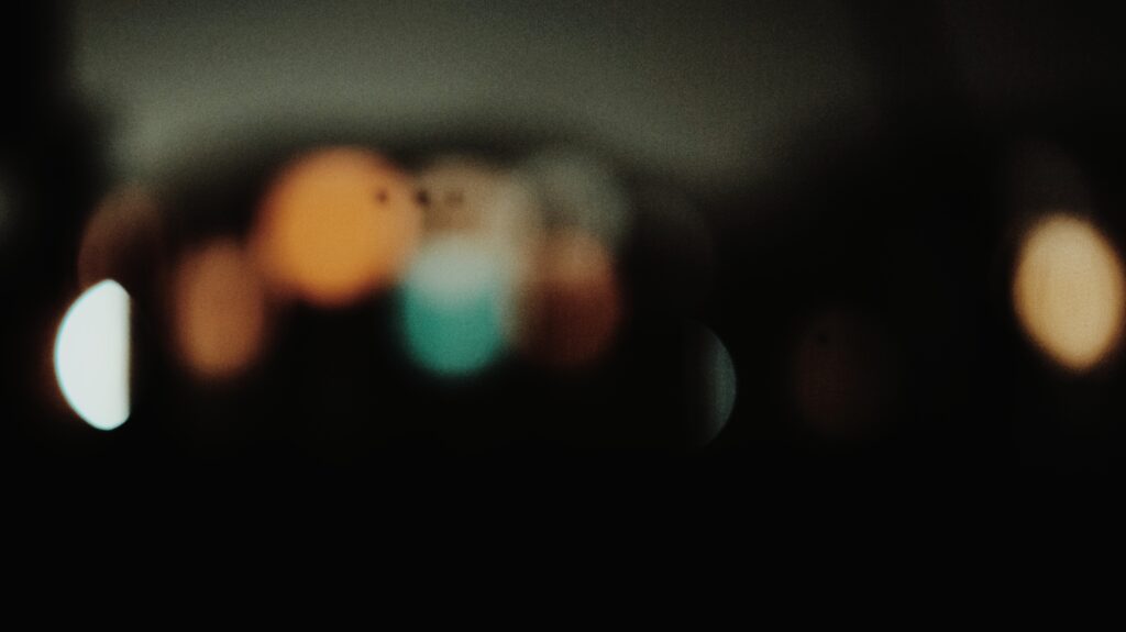 A group of lights which are out of focus.