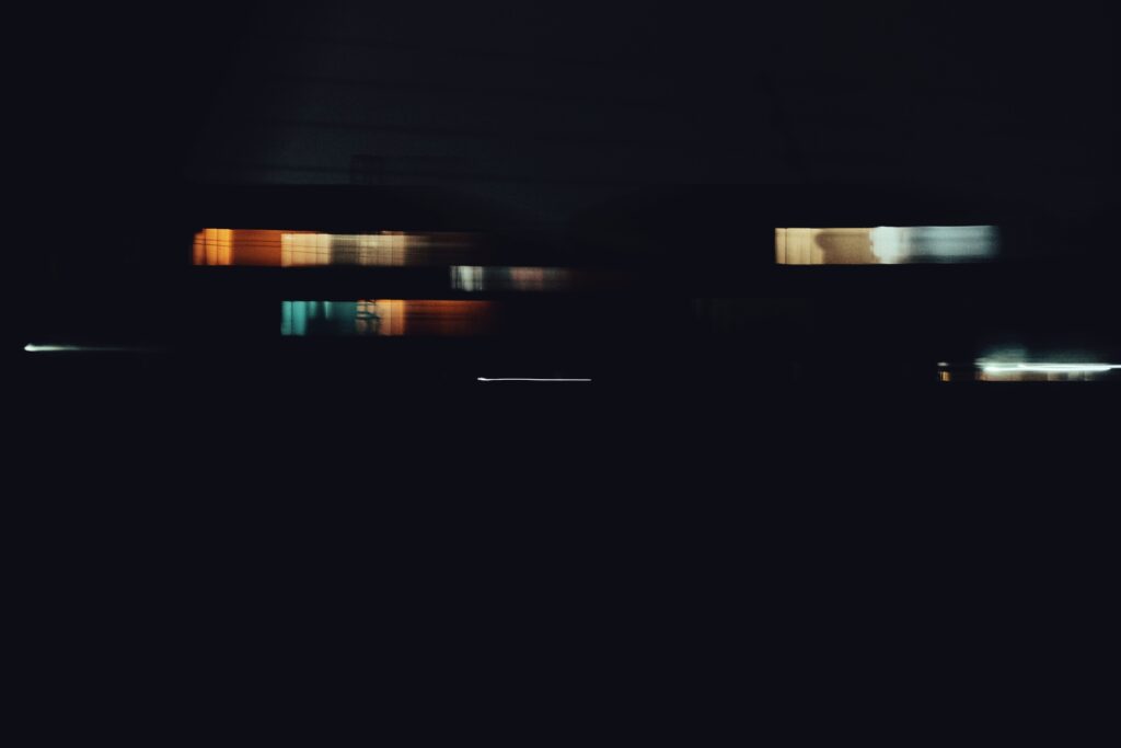 A motion blur photo of an apartment complex at night. Taken on the West Rand of Gauteng in Randfontein.
