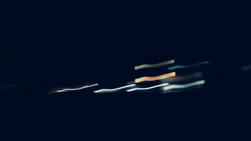 A photo of a blurred set of lights taken in the West rand of Gauteng near Krugersdorp.