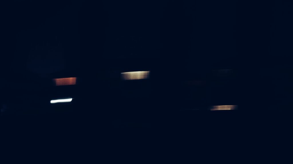 A photo of a blurred set of lights taken in the West rand of Gauteng near Krugersdorp.