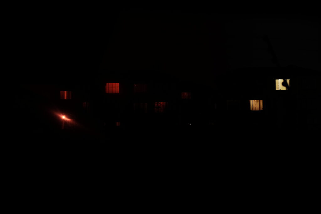 An apartment complex photographed at night in the West of Gauteng, Randfontein.